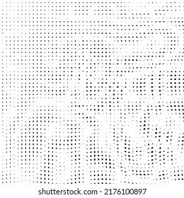 Black and white canvas burlap texture, grunge pattern. Monochrome moire wallpaper, fabric textile overlay effect. Vector background