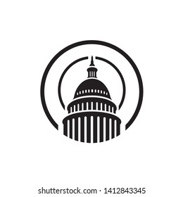 Black and white Capitol logo design illustrations. Iconic Premium Government Vector icon.
Landmark graphic creative sign.