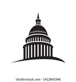 Black and white Capitol logo design illustrations. Iconic Premium Government Vector icon.
Landmark graphic creative sign.