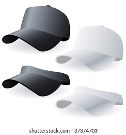 black and white caps