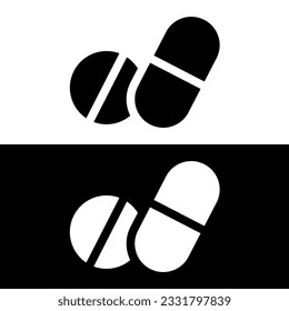 black and white capsule icon vector logo template