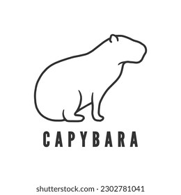 Ilustración vectorial con el logotipo de Capibara en blanco y negro. Plantilla de diseño para compañía de logotipos, icono, símbolo, emblema