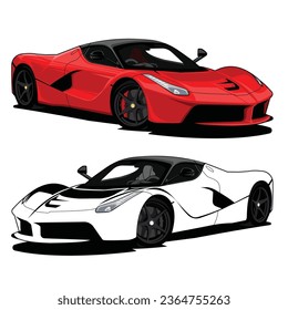 black and white car flat vector design