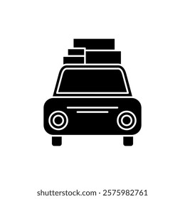 Black and white car icon illustration design for Eid homecoming, Islamic Ramadan icon