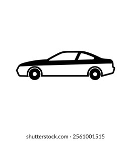 Black and White Car Icon Silhouette Vector