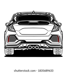 Ilustración De Coche Blanco Y Negro 