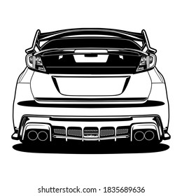 Ilustración De Coche Blanco Y Negro 