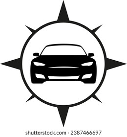 black and white car on a transparent background