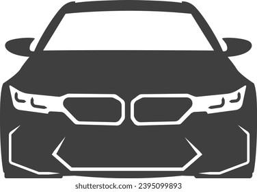 black and white car on a transparent background