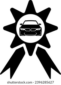 black and white car on a transparent background