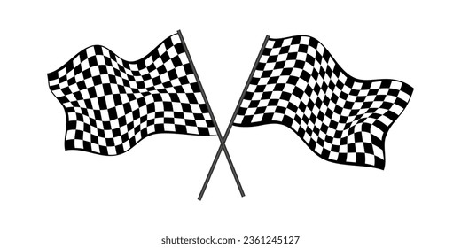 Black and White Car Racing Flags Crossed Checkered Flags