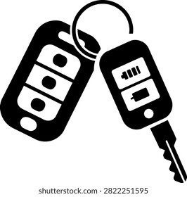 Black and white car remote key fob set with key attached