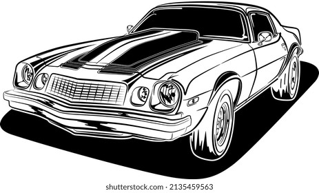 Black and white car vector illustration for conceptual design