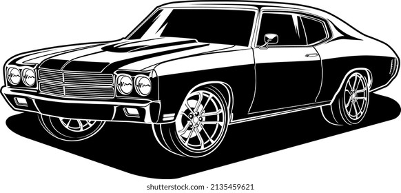 Black and white car vector illustration for conceptual design