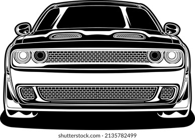 Black and white car vector illustration for conceptual design