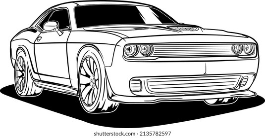 Black and white car vector illustration for conceptual design