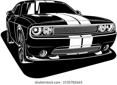 Black and white car vector illustration for conceptual design
