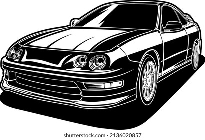 Black and white car vector illustration for conceptual design