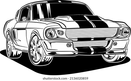 Black and white car vector illustration for conceptual design