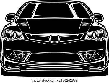Ilustración de vectores de coche en blanco y negro para diseño conceptual