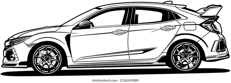 Black and white car vector illustration for conceptual design