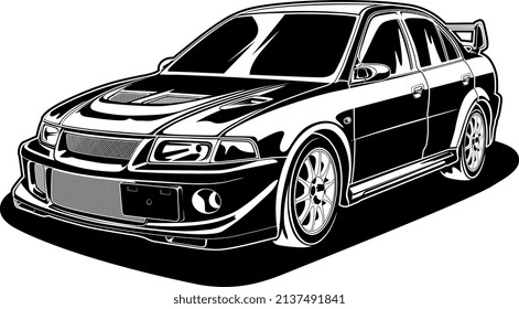 Schwarz-Weiß-Auto-Vektorgrafik für konzeptionelles Design