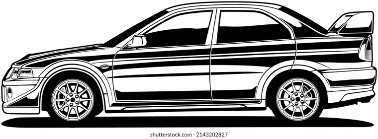 Black and white car vector illustration for conceptual design