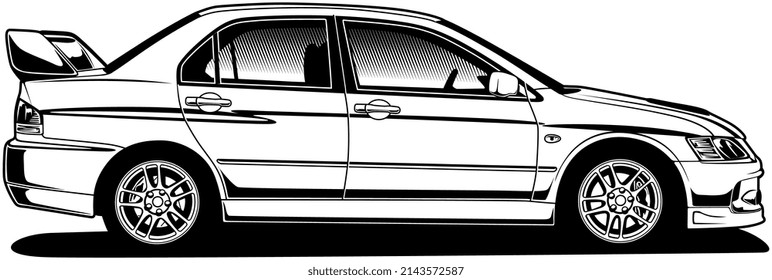 Black and white car vector illustration for conceptual design