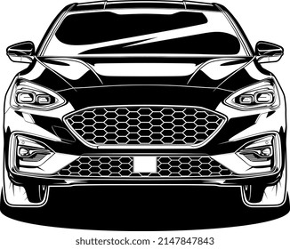 Black and white car vector illustration for conceptual design