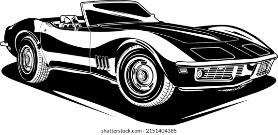 Black and white car vector illustration for conceptual design