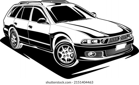 Black and white car vector illustration for conceptual design