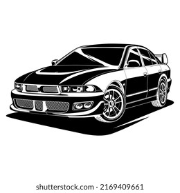 Black and white car vector illustration for conceptual design