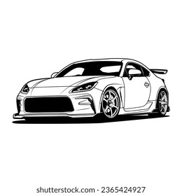 Black And White Car Vector Illustration For Conceptual Design. Good for poster, sticker, t shirt print, banner.