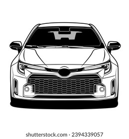 Ilustración Del Vector De Coche Blanco Y Negro Para El Diseño Conceptual. Bien por afiche, pegatina, camiseta impresa, pancarta. Capas separadas, fáciles de editar en el software soportado por vectores.