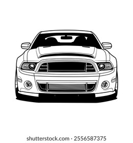 Black And White Car Vector Illustration For Conceptual Design. Separated layers, easy to edit in your vector supported software.