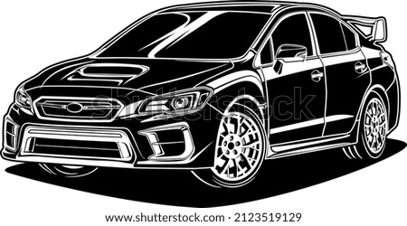 Black and white car vector illustration for conceptual design