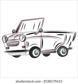 black and white car, vector, super quality, professional work, contour