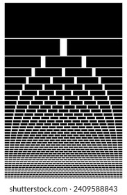 Black and white card composed of big amount of decreased rectangles. Vector illustration.