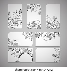 Black and white card with floral pattern on a white background