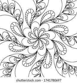 Black & white card with mandala, ornament, hand drawn, line art. Good for card, poster, print, ceramic design, tattoo, adult coloring book