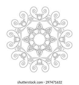 Black and white card with mandala ornament. Geometric circular element made in vector. Perfect for birthday and other holiday card, any other kind of design, kaleidoscope, medallion, arabic design.