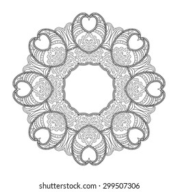 Black and white card with mandala ornament. Geometric circular element made in vector. Perfect for birthday and other holiday card, any other kind of design, kaleidoscope, medallion, arabic design