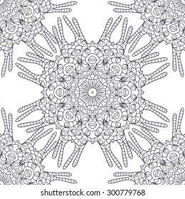 Black and white card with mandala ornament. Geometric circle element made in seamless vector. Perfect  cards for any other kind of design, birthday and other holiday
