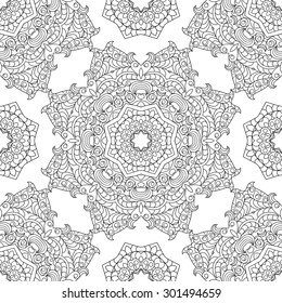 Black and white card with mandala ornament. Geometric circle element made in seamless vector. Perfect  cards for any other kind of design, birthday and other holiday