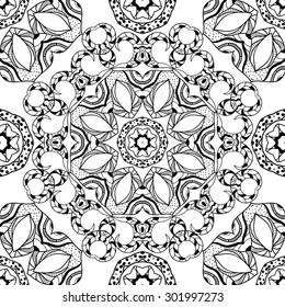 Black and white card with mandala ornament. Geometric circle element made in seamless vector. Perfect  cards for any other kind of design, birthday and other holiday