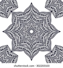 Black and white card with mandala ornament. Geometric circle element made in seamless vector. Perfect  cards for any other kind of design, birthday and other holiday