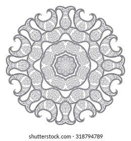 Black and white card with mandala ornament. Geometric circular element made in vector. Perfect for birthday and other holiday card, any other kind of design, kaleidoscope, medallion, arabic design