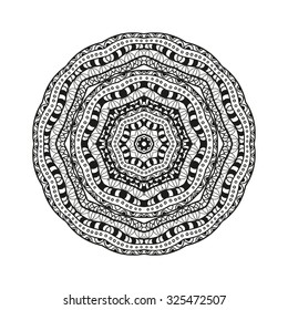 Black and white card with mandala ornament. Geometric circular element made in vector. Perfect for birthday and other holiday card, any other kind of design, kaleidoscope, medallion, arabic design