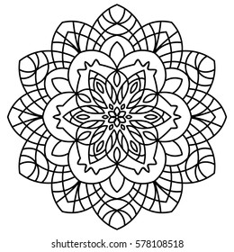 Black and white card with mandala ornament. Geometric circular element. Perfect for birthday and other holiday card, any other kind of design, kaleidoscope, medallion, arabic design