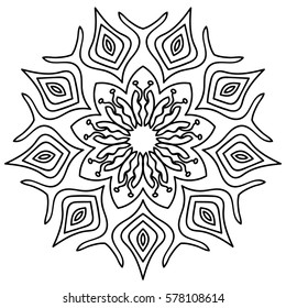 Black and white card with mandala ornament. Geometric circular element. Perfect for birthday and other holiday card, any other kind of design, kaleidoscope, medallion, arabic design